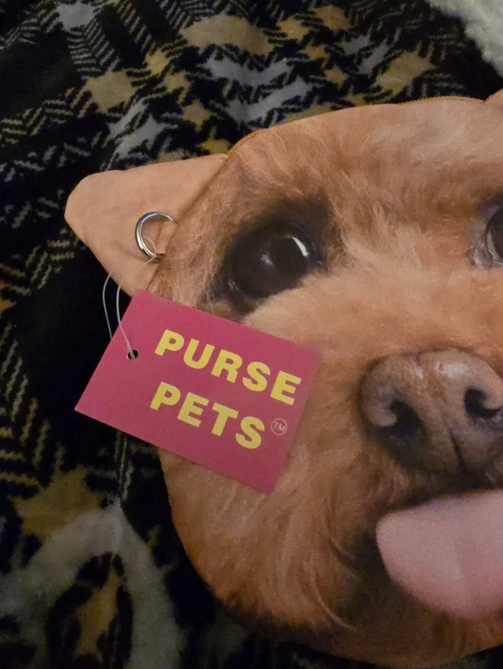 Purse Pets Brown Apricot Dog Face Small Pet Purse Cross-body or Shoulder Purse.